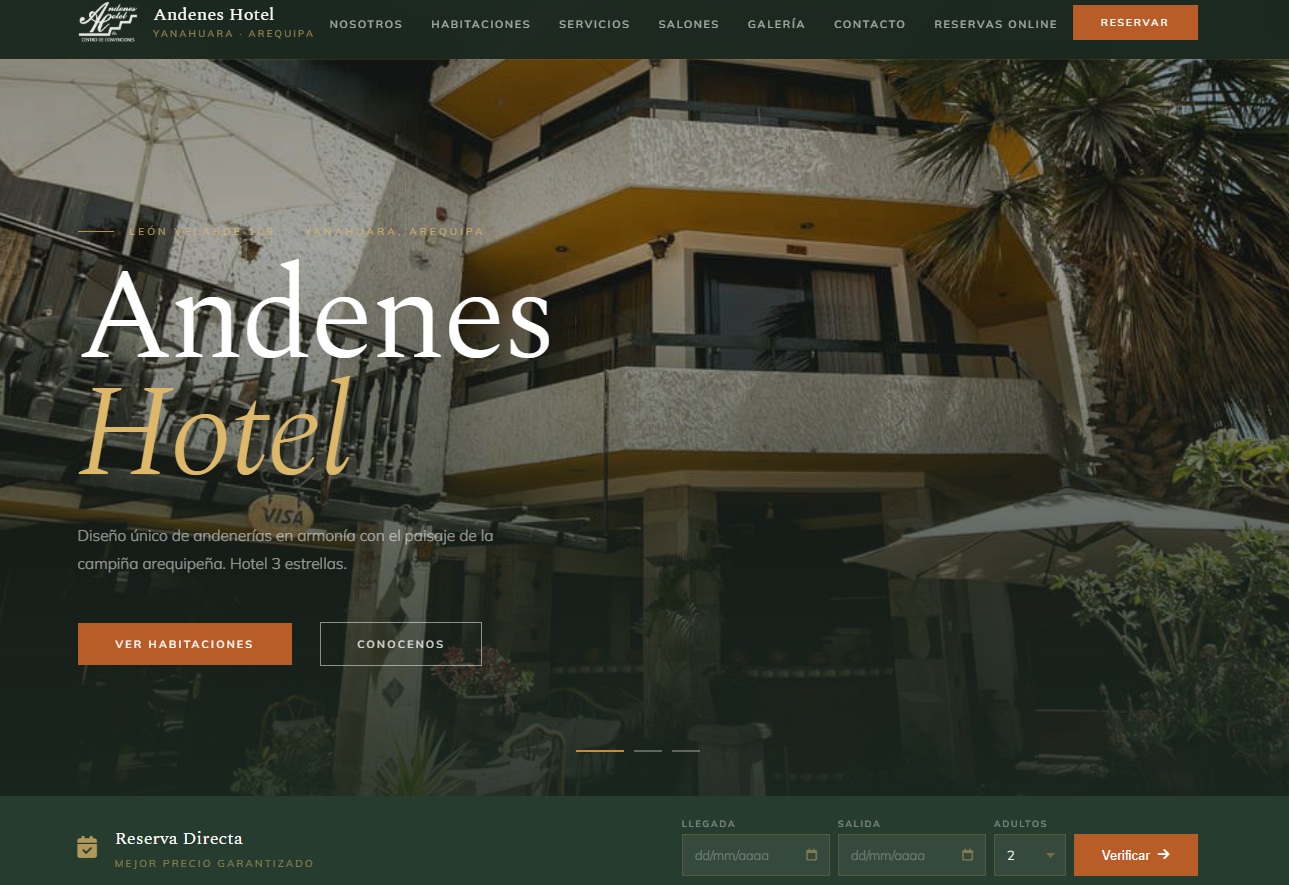 Sitio web del Andenes Hotel